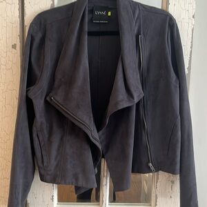 Lysse suede moto jacket charcoal gray size Large